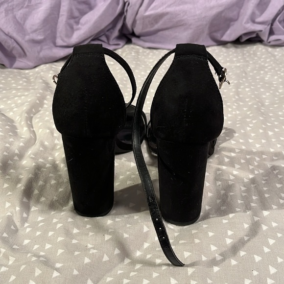 Taylor Black Seude Ankle Strap Heels - Picture 6 of 9